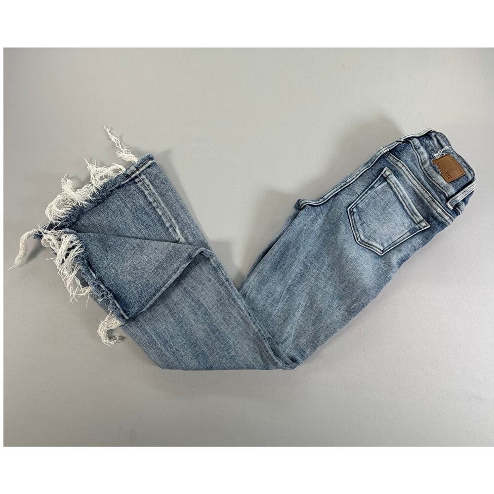 BKE Girls Size 10 Distressed Flare Jeans Adjustable Waist Light Wash Denim